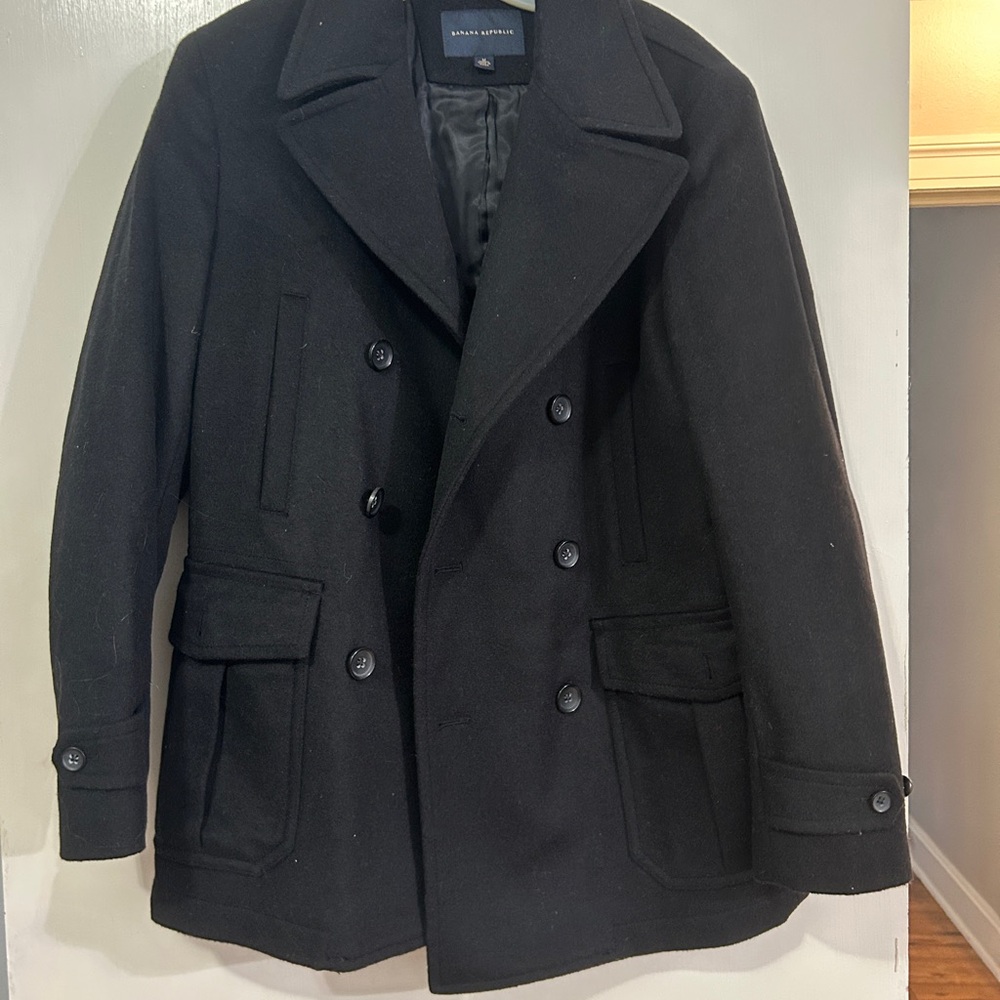 Banana Republic Men's Classic Black Peacoat